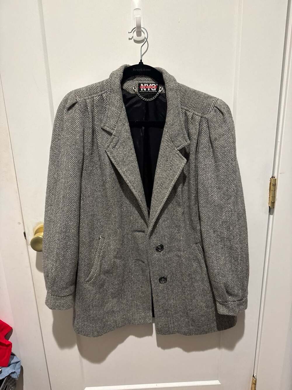 VTG NYG New York Girl ILGWU Union Made Herringbone Tweed Coat Size 8